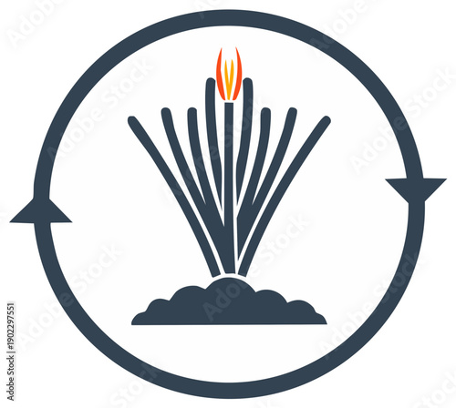 Burning Incense Sticks With Circular Arrows Representing Renewal Or Ritual