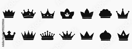 Crown icon set. Royal crown symbol collection. line crown icon. vector illustration.