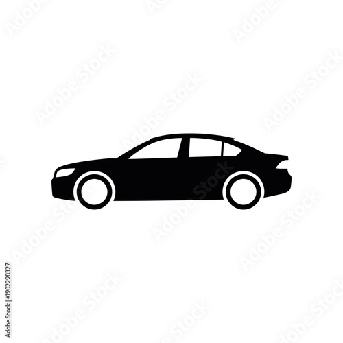 Modern Sedan Car Silhouette Side View Minimal Black Vehicle Design For Automotive Branding