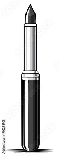 Stylized lipstick tube in black and silver