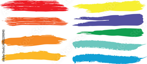 Colorful abstract paint brush strokes on white background