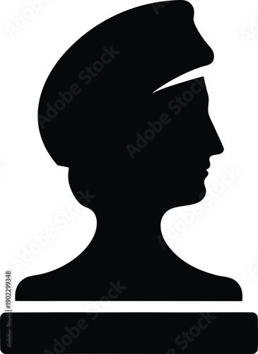 sculpture bust classical silhouette vector illustration on transparent background