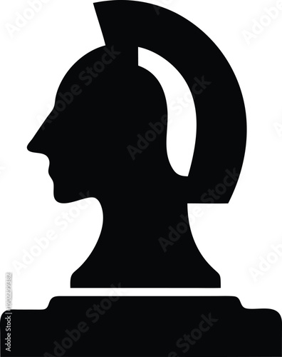sculpture bust classical silhouette vector illustration on transparent background