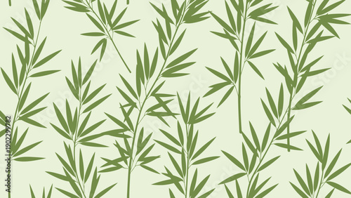 Seamless Bamboo Leaves Pattern, Green Nature Wallpaper Background