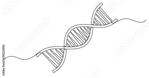 Black and white dna strand illustration on white background. No editable stroke