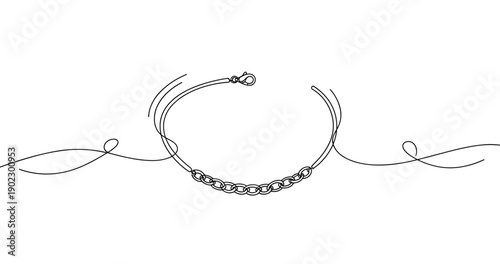 Elegant minimalist line art of a chain bracelet with clasp. Non editable stroke