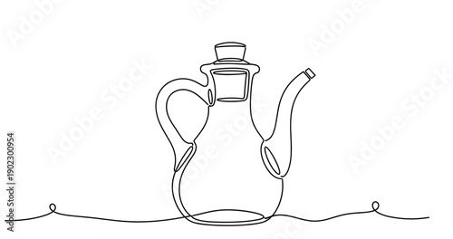 Continuous line drawing of a teapot with spout and handle. Non editable stroke