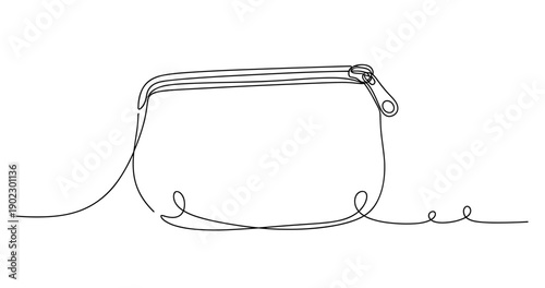 Continuous line drawing of a stylish handbag with zipper. Non editable stroke