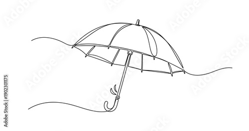 Elegant line art of an umbrella floating on water. Non editable stroke