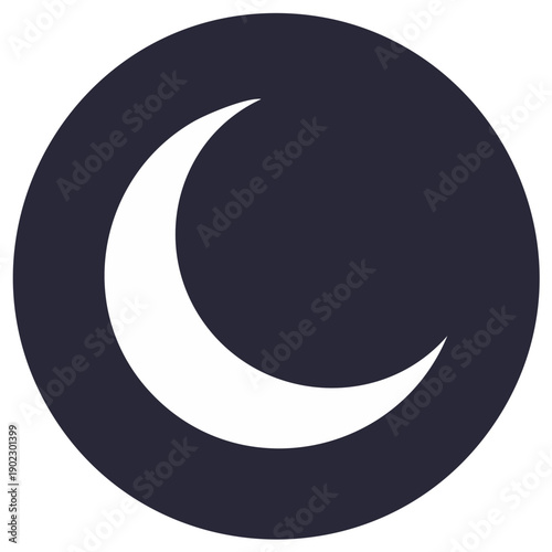Crescent Moon Circle Silhouette Icon Night Sky Celestial Graphic Symbol Shape Simple Minimal