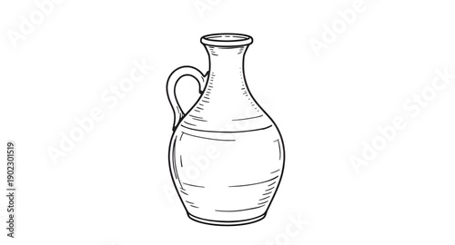 jug, pottery, clay, ceramic, earthenware, vessel, jar, pitcher, traditional, rustic, handmade, handdrawn, lineart, contour, minimal, simple, vintage, antique, craft, artisan, folk, heritage, culture, 
