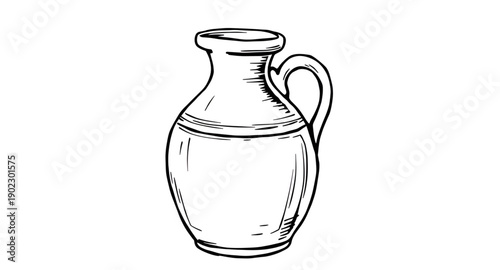 jug, pottery, clay, ceramic, earthenware, vessel, jar, pitcher, traditional, rustic, handmade, handdrawn, lineart, contour, minimal, simple, vintage, antique, craft, artisan, folk, heritage, culture, 