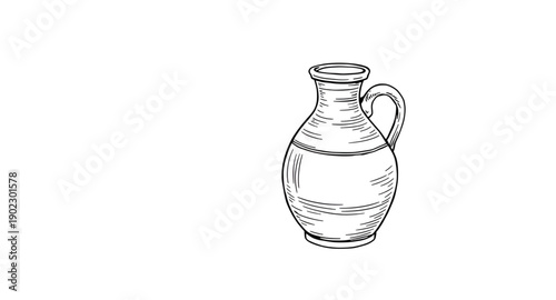 jug, pottery, clay, ceramic, earthenware, vessel, jar, pitcher, traditional, rustic, handmade, handdrawn, lineart, contour, minimal, simple, vintage, antique, craft, artisan, folk, heritage, culture, 