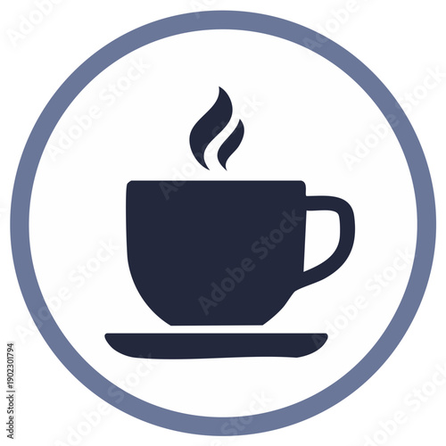 Coffee Cup Icon with Steam Simple Style Circular Illustration Coffee Shop Menu Hot Drinks