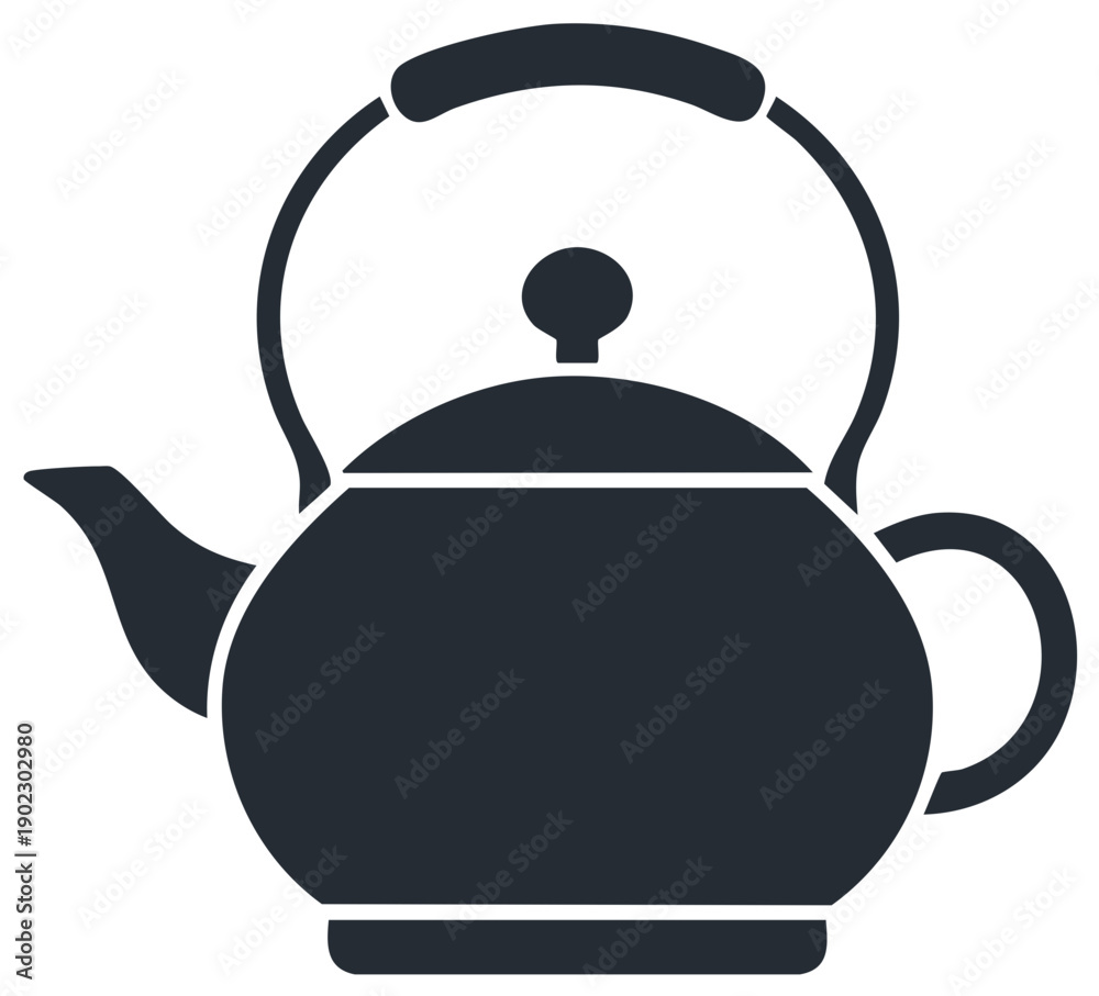 Obraz premium Classic Dark Kettle Silhouette for Hot Beverage Preparation and Kitchen Concepts