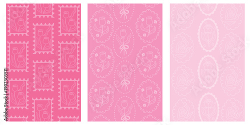 Pink Rose Pattern Background Set – Romantic Floral Design 