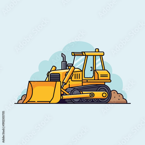 Yellow Bulldozer on Construction Site