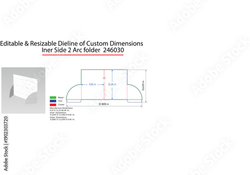 Technical Diagram of Arc Folder with Custom Dimensions and Measurements
