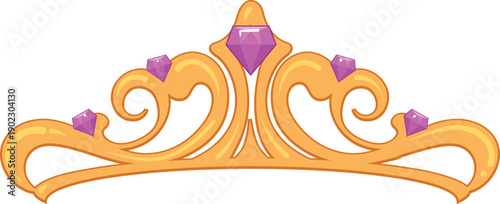 A gold and pink tiara with diamonds and pink gems
