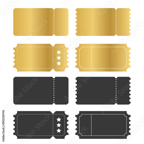 Luxury Golden and Dark Blank Cinema Ticket Templates, Event Coupon Vouchers Collection.