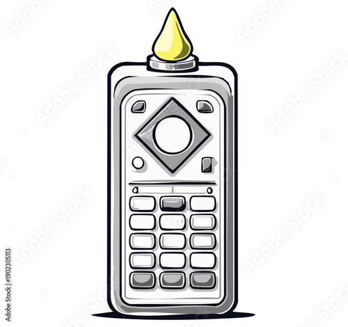 Retro Cell Phone With Candle Flame on Top