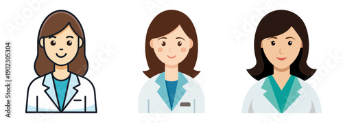 Three diverse female doctors in lab coats representing healthcare