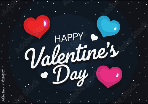 Happy Valentines Day Greeting Card Set with Red and Purple Backgrounds Featuring Romantic Hearts Love Shapes and Elegant Typography for February 14 Celebration Vector Illustration