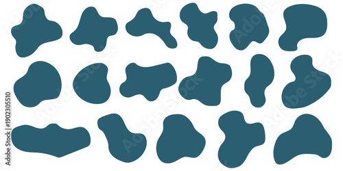 Abstract freeform collection. Simple liquid amorphous shapes. Colourful blob shapes