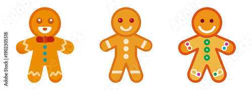 Three cute gingerbread men cookies festive christmas holiday food characters