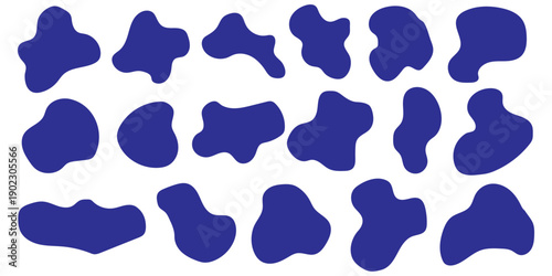 Abstract freeform collection. Simple liquid amorphous shapes. Colourful blob shapes