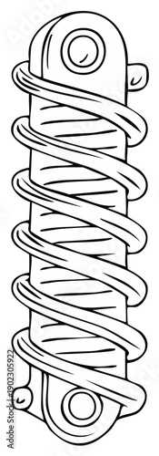 Hand drawn cartoon illustration of a vehicle shock absorber suspension coil