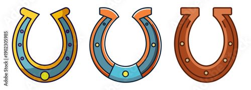 Three decorative horseshoes symbolizing luck and protection