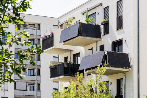Φωτογραφία Balcony Solar Panels of Modern Apartment Building Facade