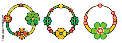 Colorful lucky charm bracelet charms assortment floral designs festive