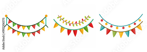 Colorful party bunting and garland decorations for celebrations