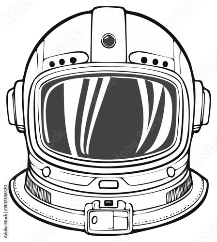 Detailed Astronaut Helmet Illustration: Spaceman Cosplay, Science Fiction Headgear