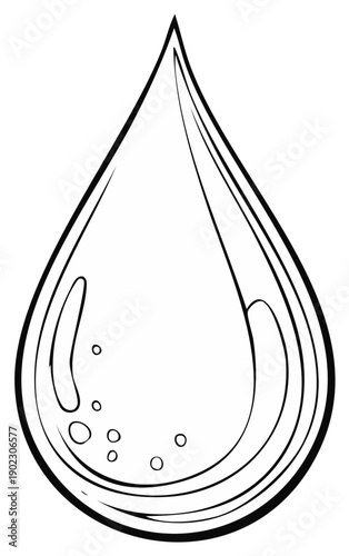 Black and white water drop illustration simple line art drawing