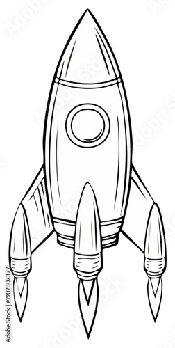 Retro Style Rocket Ship With Fins and Window Design