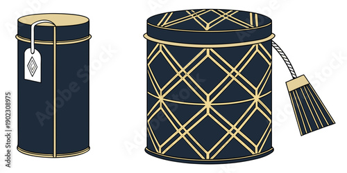 Luxury gift boxes with elegant gold designs and tassel