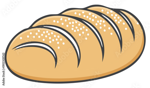 Loaf of Bread with Dotted Crust Vector Illustration
