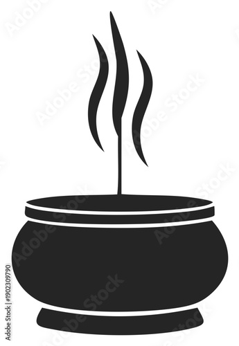 Smoking Cauldron Illustration: Symbolic Pot with Rising Vapors, Vector Image