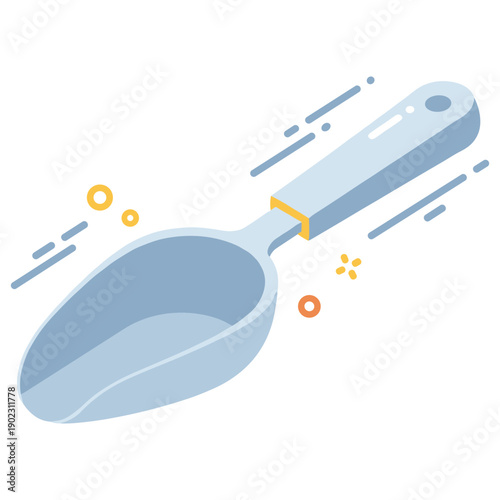 Modern blue scoop illustration with minimalist design elements