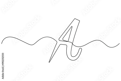 Continuous one line drawing of letter A alphabet illustration

