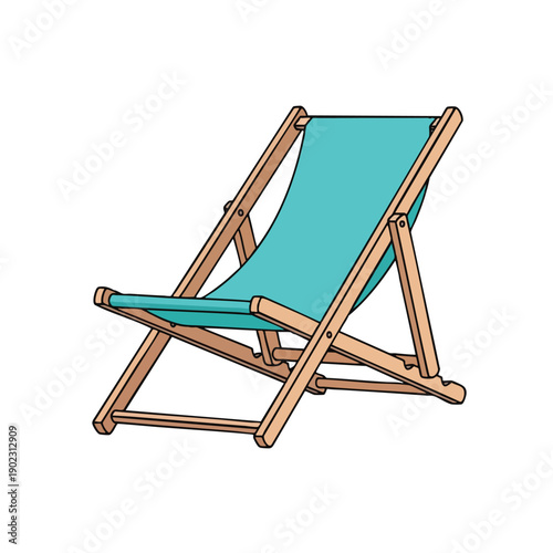 Foldable Wooden Deck Chair Illustration