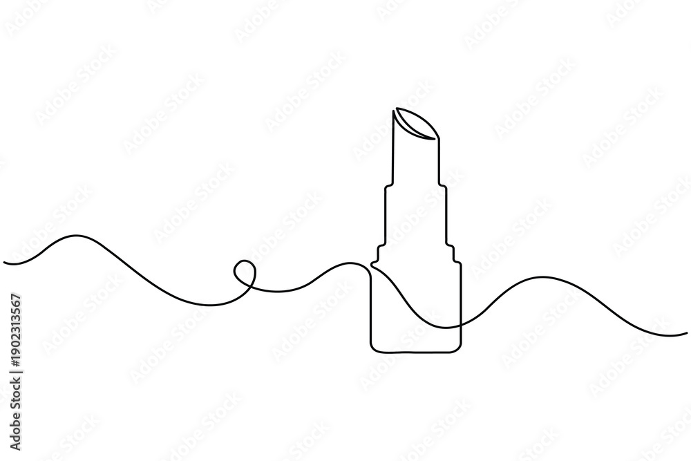 Fototapeta premium Lipstick icon continuous one line art style for beauty and cosmetic branding