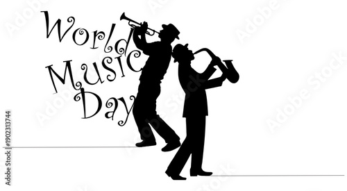 silhouette of a person playing saxophone jazz music in the context of World Music Day