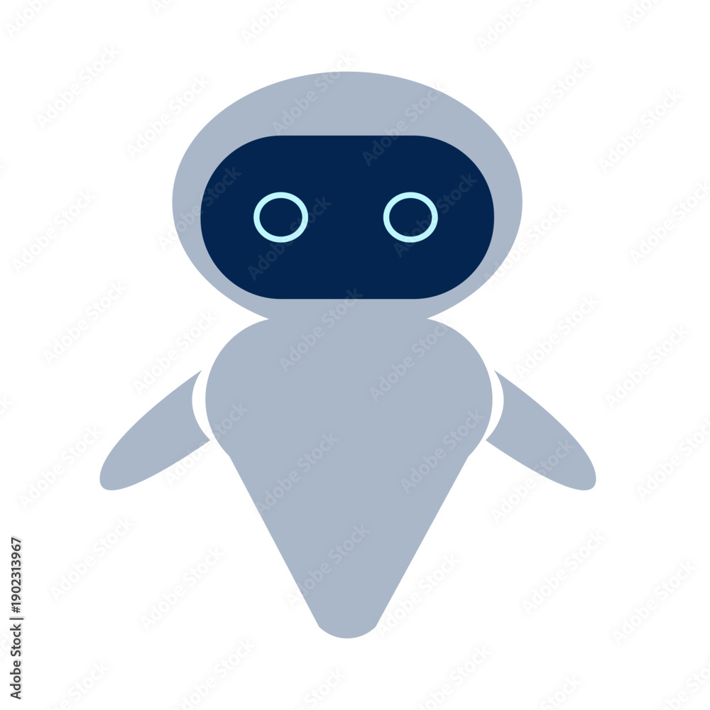 Obraz premium Cute Friendly Robot Icon on a white background