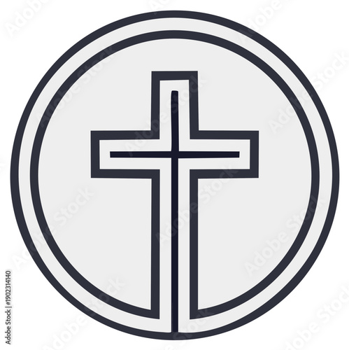 Minimalist Christian Cross Symbol Inside a Circle