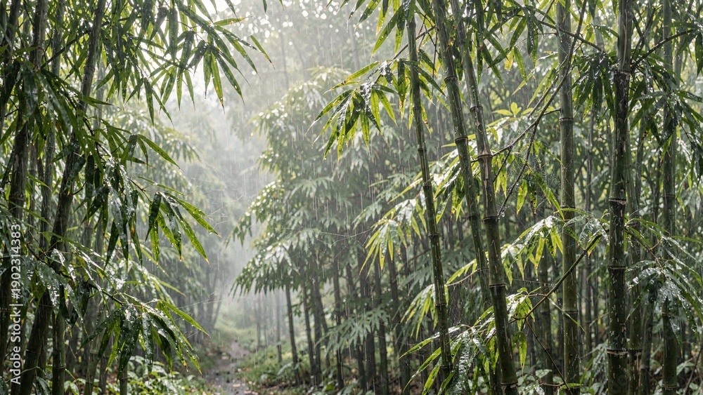Fototapeta premium bamboo grove after rain