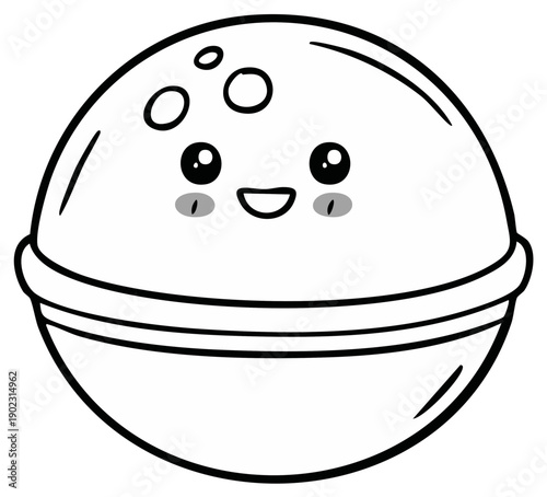 Kawaii Character Smiling Illustration of a spherical object
